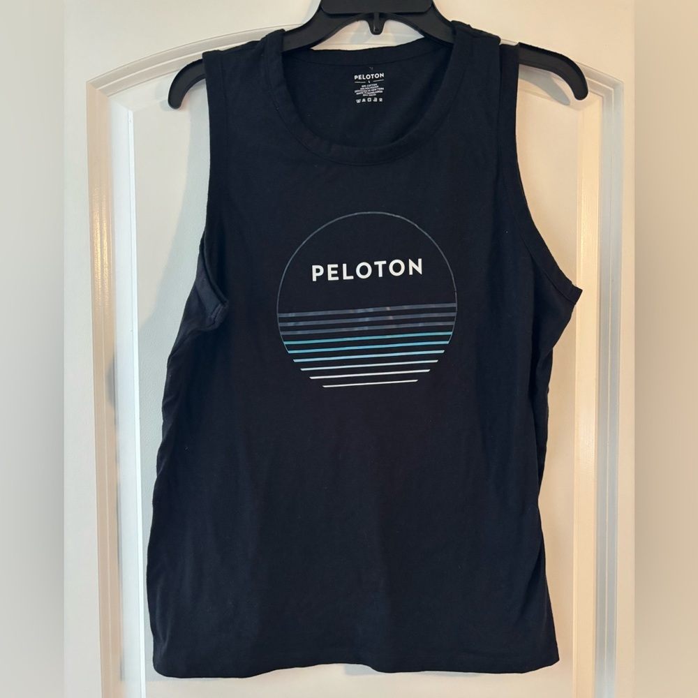 Peloton Black and Blue Muscle Tee Athletic Top